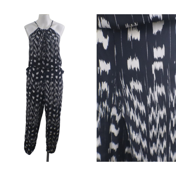 PARKER Women's Size L Liv Black White Silk Jogger Pants Jumpsuit Contemporary - Picture 9 of 9